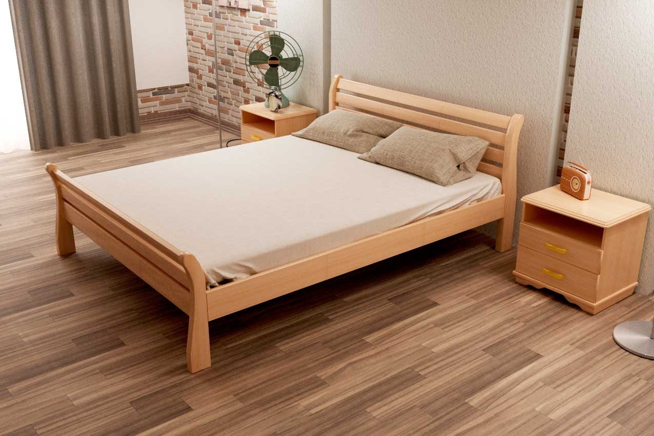 Кровать деревянная бежевая